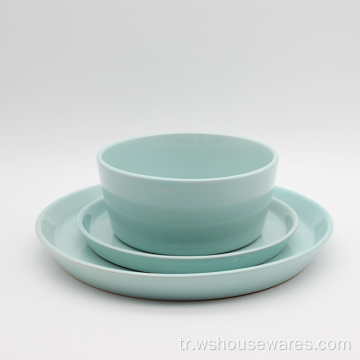 Yeni stil sofra takımı porselen retro renk sırlı çanak restoran ev tabakları set yemek seramik yemek seti